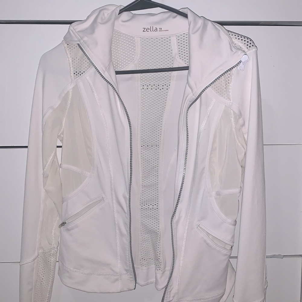 zella white workout jacket